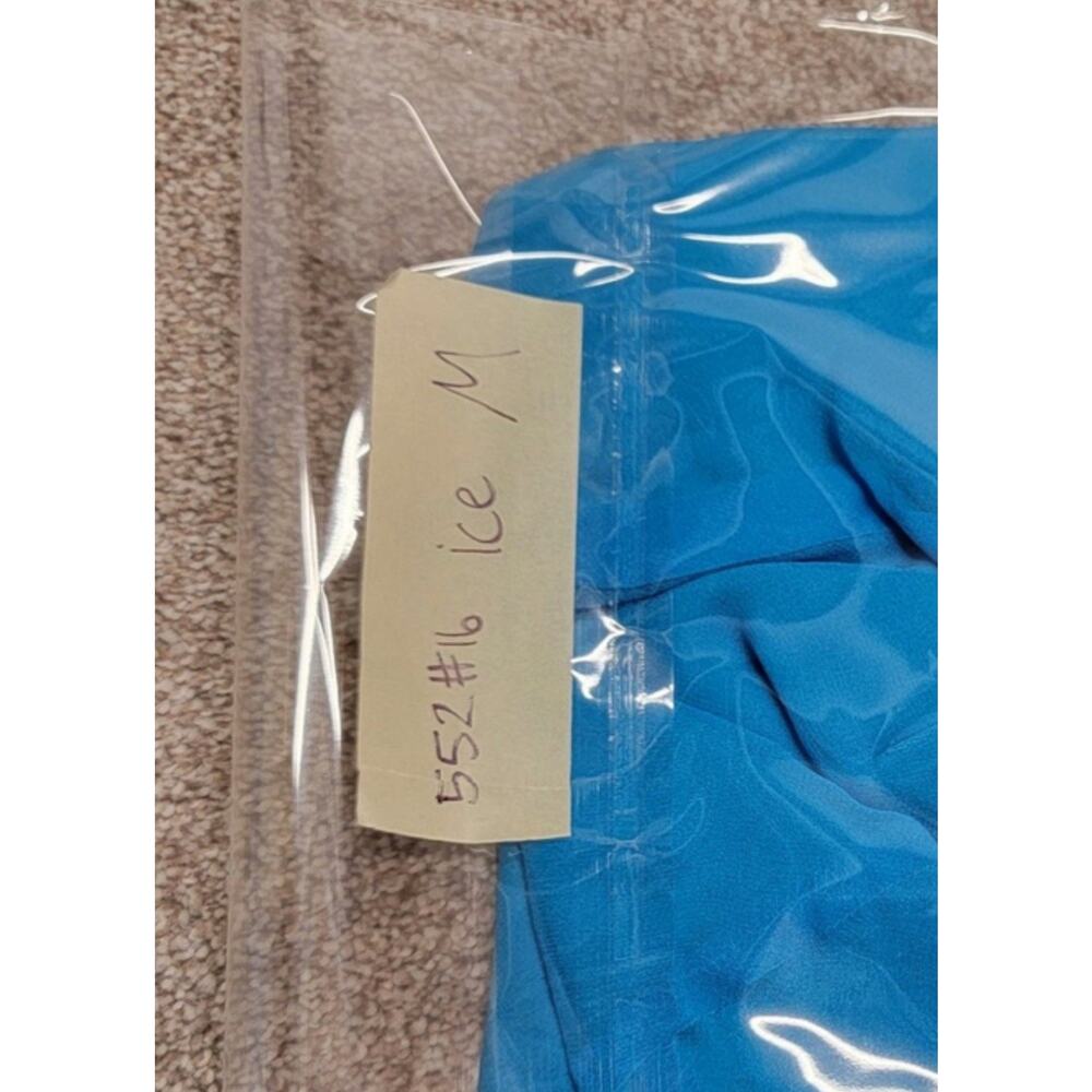 Vintage Y2K 2000s ICE Women's Silk Ruffle Tie Front Blouse Size M Turquoise Blue - Picture 9 of 9